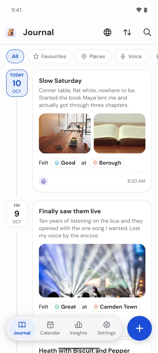 The journal timeline